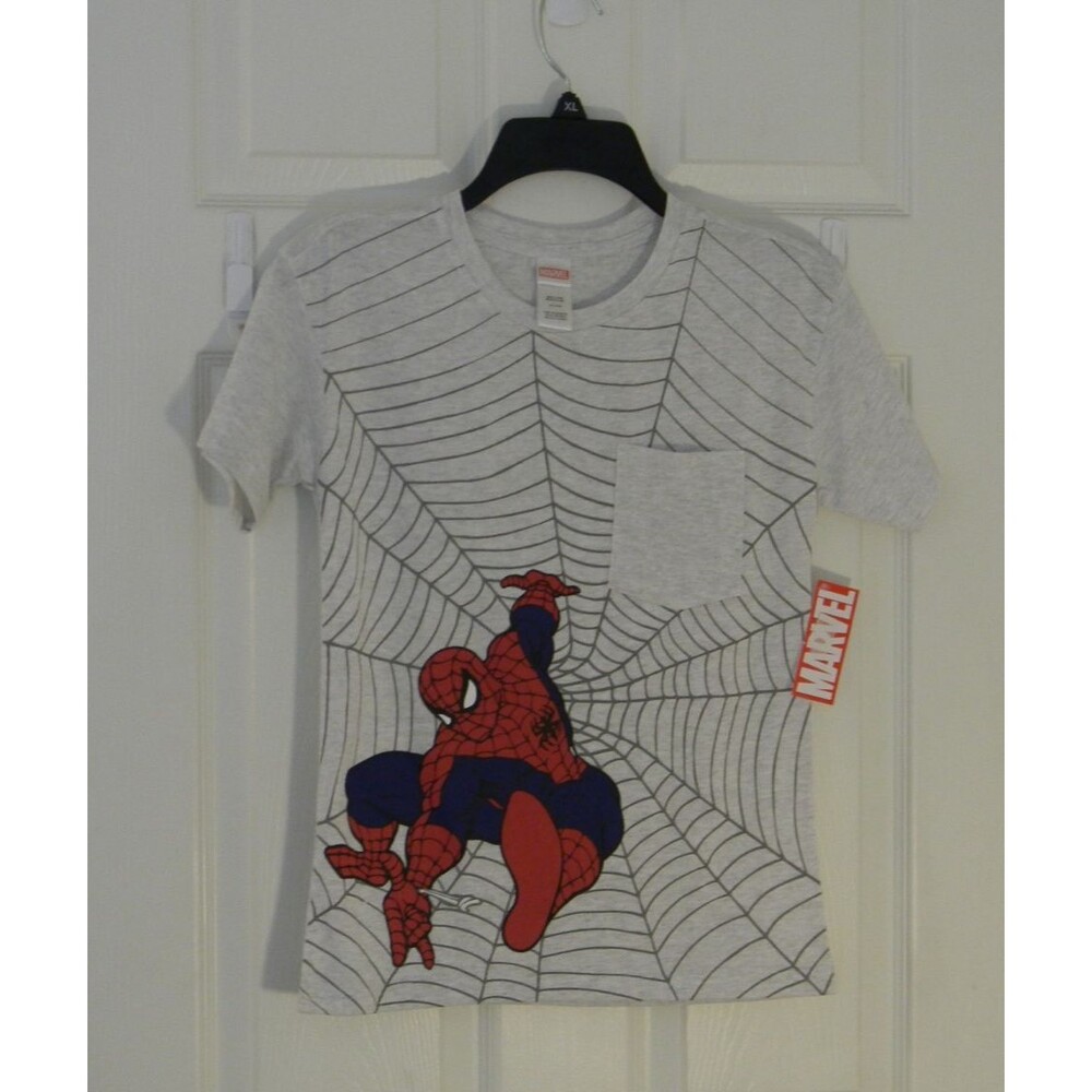 Marvel Spider Man Boys Tee with Pocket Graphic Super Hero NWT